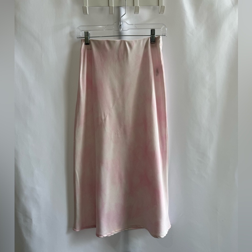Women's Pink & White Tie-Dye Satin Slip Skirt
